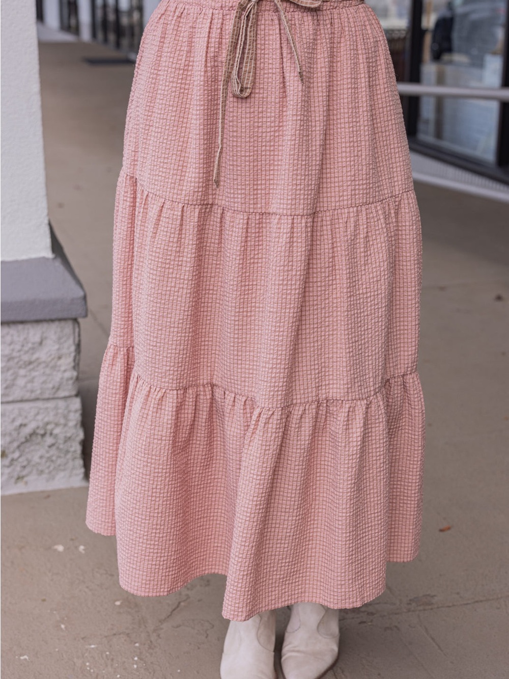 Peach Love California Women’s Tiered Maxi Skirt - Pink